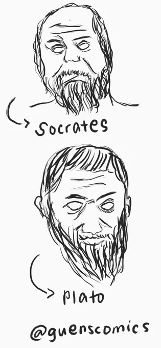 super quick sketches of Socrates and Plato using my phone!! c: 

(break from reading my philosophy readings lol) 