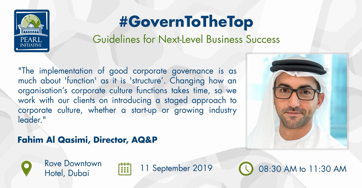 PearlInitiative's tweet photo. Fahim Al Qasimi is one of our distinguished speakers for #GovernToTheTop! Meet him at our event and learn from his expertise on #CorporateGovernance for #MSMEs. Register today for our event: https://t.co/dgnWIqsa1l
@AQANDP https://t.co/oNNlFd9NqP