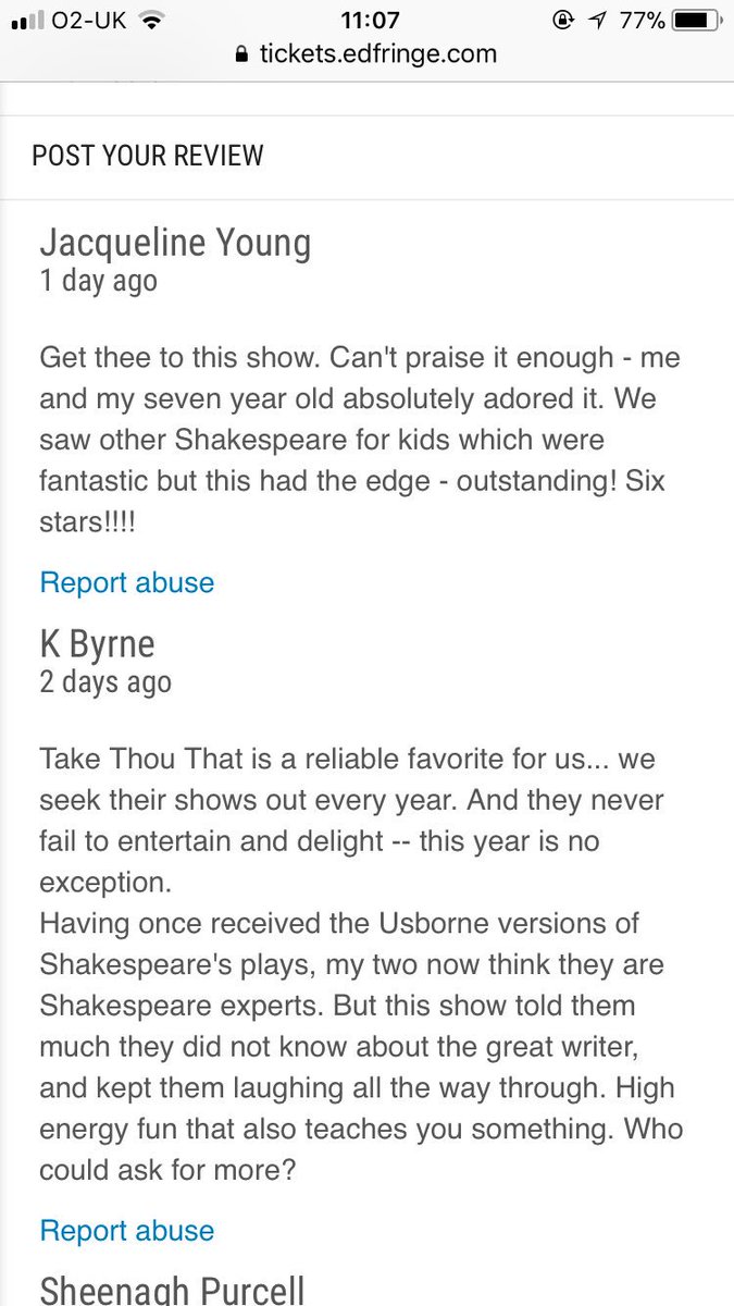 Parting is such sweet sorrow....that we’ll leave you with more audience reviews 👏🏼