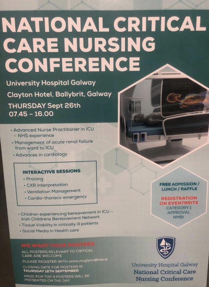 IARNAconference's tweet photo. National Critical Care Nursing Conference, 26th September 2019 @ClaytonGalway @saoltagroup https://t.co/rnQbpnmHOI