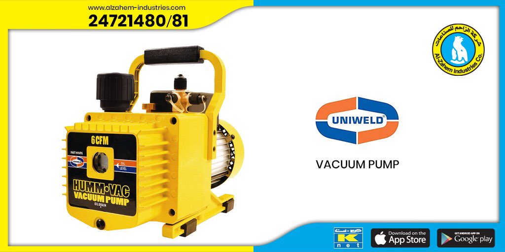 ZahemIndustries's tweet photo. HUMM-VAC® Pumps
Uniweld's exclusive remove moisture and dehydrate a system quickly and efficiently. The all-metal, heavy duty chassis powerful, quiet running dual voltage motor and lighter weight 
 #usa #uniweldproducts #vacuum #pump https://t.co/Ed2i4c5205