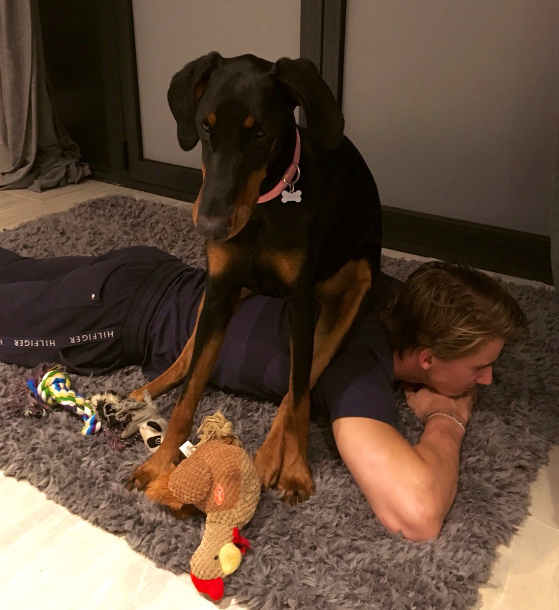 thompson_Jay's tweet photo. She’s working out the kinks in my back for me...😂😂 https://t.co/Fqnc82PSm2