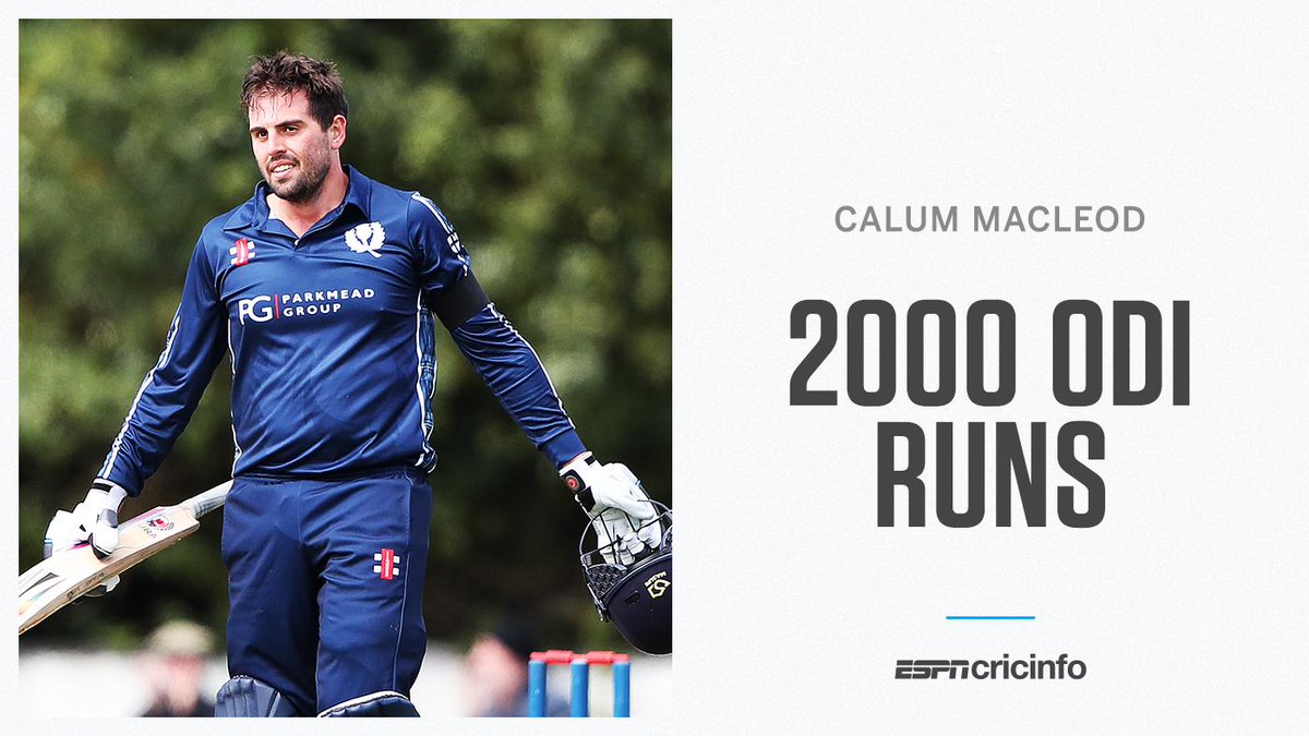 Calum MacLeod becomes the second Scottish batsman to cross the milestone of 2,000 ODI runs 👏

Follow #SCOvOMA in Cricket World Cup League Two: es.pn/2Ha9Agi