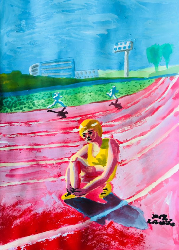 Lioncider در توییتر 陸上競技場で練習 靴紐 Illustration Drawing Shoelace Athletics Athleticfield Red Boy Sports Image Art Colorful Acrylicpaint Picture Painting イラスト アート カラフル アクリルガッシュ 絵