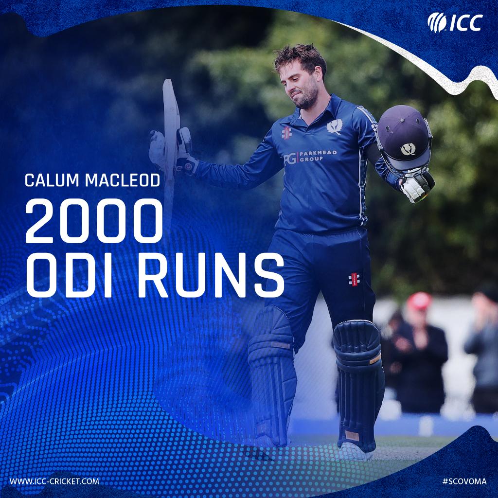 Congratulations to Scotland's Calum MacLeod on reaching 2,000 ODI runs 👏 

Follow #SCOvOMA live ➡️ bit.ly/SCOvOMALS