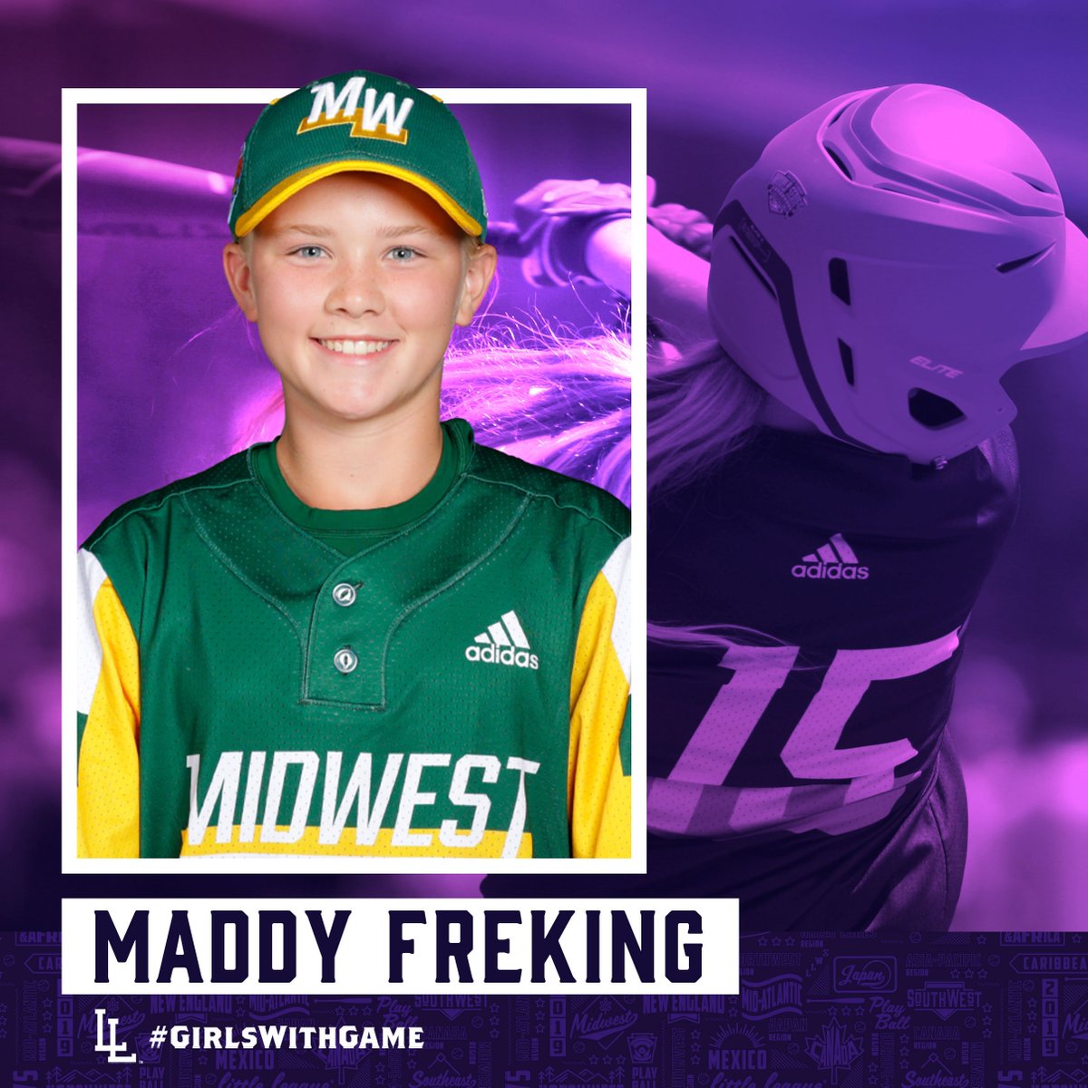 Now pitching for the Midwest, Maddy Freking. #GirlsWithGame #LLWS