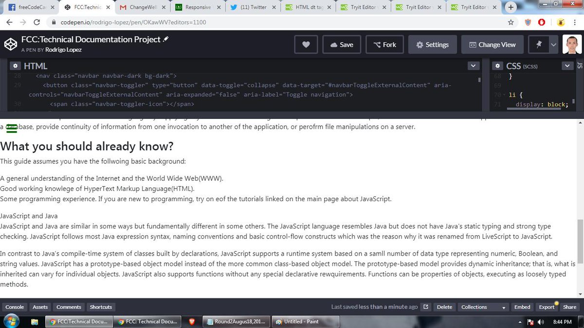 BonzerrLopez's tweet photo. #100daysofcode #R2D15 8/18/19
Today I added some of the content of the JavaScript Technical
Documentation project I'm working on. Did some tweaks with the old project card properties. Still need to think of a more suitable
color for the spiderman theme that I want to achieve. https://t.co/UhkYLMHPjt