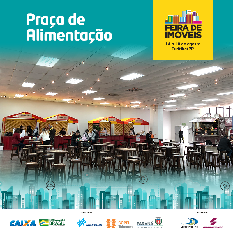 Na 28ª Feira de Imóveis do Paraná 2019, além de conferir mais de 30 mil ofertas de imóveis em Curitiba e região, você também pode matar a fome! Confira as delícias do Bravus Burger Grill, Cachorro Magro, D'Polastro, Valfenda Cafeteria e Trem Bão de Minas em Curitiba #vemprafeira