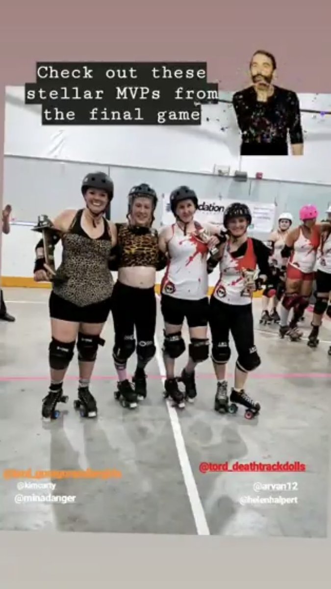 deathtrackdolls's tweet image. Dolls MVPs: Jagged Little Pill (Blocker) and Trial by Fury (Jammer). Gore MVPs: Moose Knuckle (Blocker) and Mina Von Tease (Jammer) #toderby #MVPMVP #RollerDerby #DeathWasHere #DeathTrackDolls @GoreGores