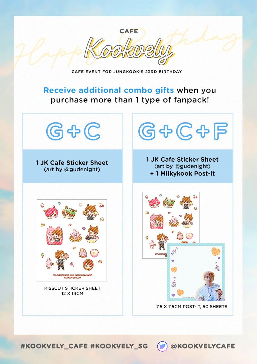 kookvelycafe's tweet photo. [SG💛] Jungkook's Birthday Fangoods Pre-order 

We've commissioned talented fanartists to create these fangoods! Sales profits will be donated to charity 🥰

💛 Pre-order ends 21/09/2019
💛 Order form: https://t.co/3JVrWGo6PQ

We welcome GO, pls DM us! https://t.co/mUYOH7oGc6