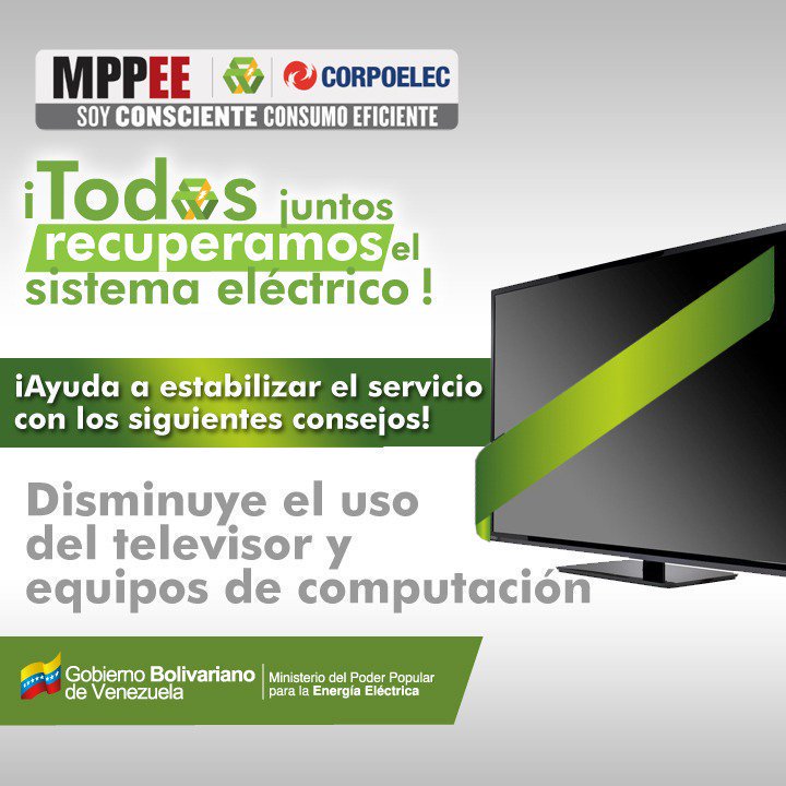 #18Ago || Es Contigo!! Todos juntos recuperaremos el Sistema Eléctrico. 1.- Desconecta los Equipos electrónicos como computadoras y televisores. 2.- Utiliza la luz natural.3.-Mantenga los equipos de Aire Acondicionado a una temperatura de 23° grados. #SeConcienteConsumoEficiente