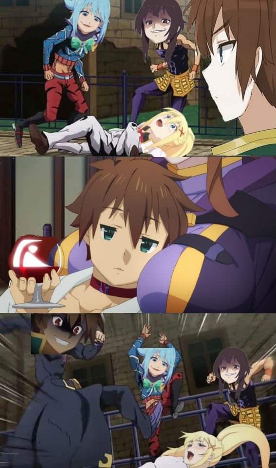 Kazuma e Aqua #konosuba #kazuma #megumin #aqua #darkness #anime #meme