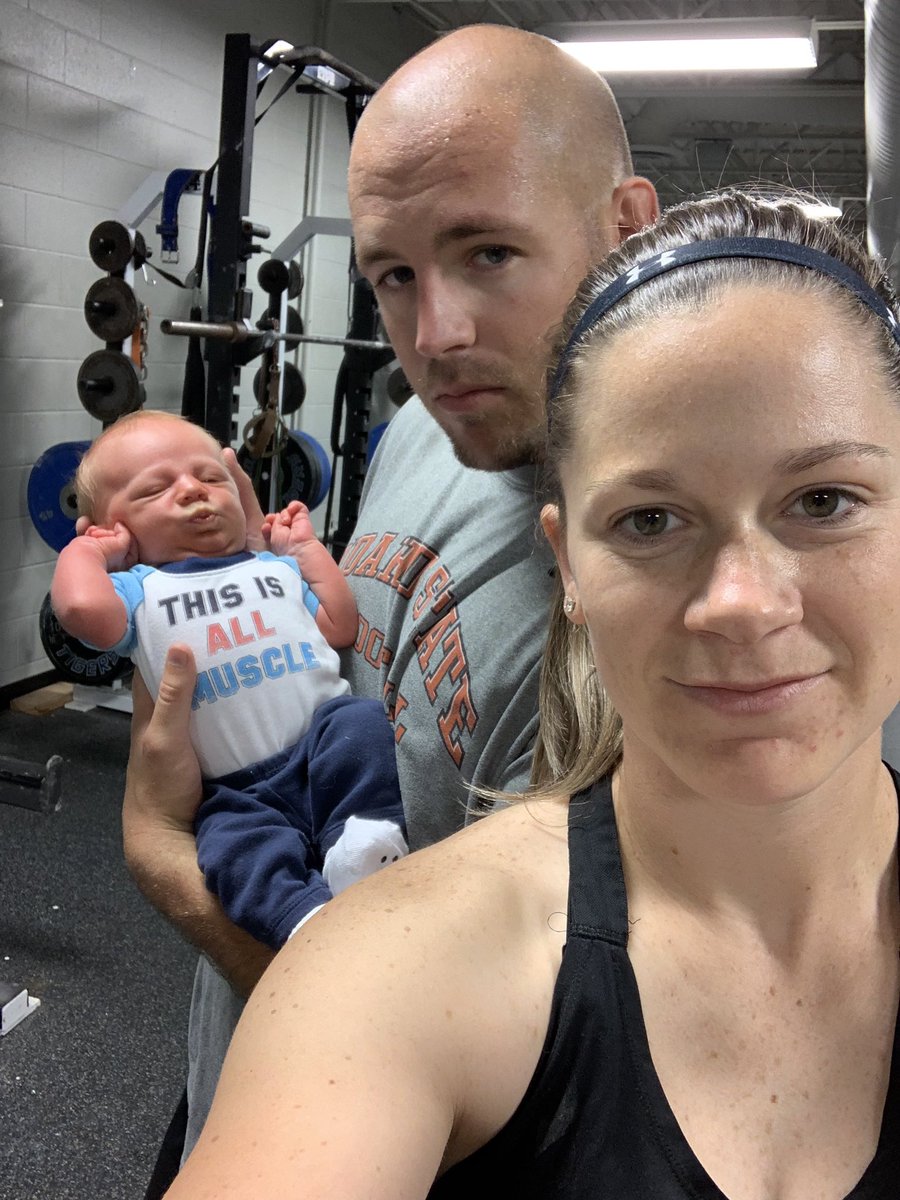 CoachEndsley77's tweet photo. Cooper enjoying his 1st weights session with Mom & Dad! Family Time is the Best Time! #BabyStrength #HobbsStrong https://t.co/ugFHcPojha
