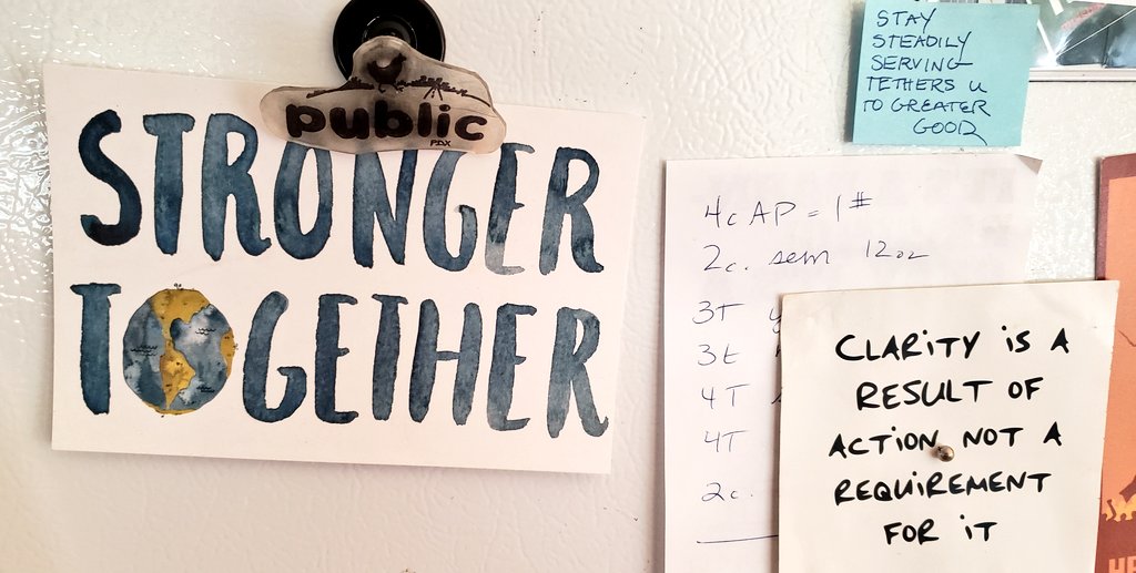 sarahforpdx's tweet photo. @CLeonard46 @clintRhea @WhatTeamRamtin @twjpdx23 @PBOTinfo Find someone doing good work and go work alongside them in these moments. You'll feel better-- more connected & effective.
Anger provides the fuel; community is the engine.
#FridgeWisdom #TacticalOptimism https://t.co/DlBFLukPF0