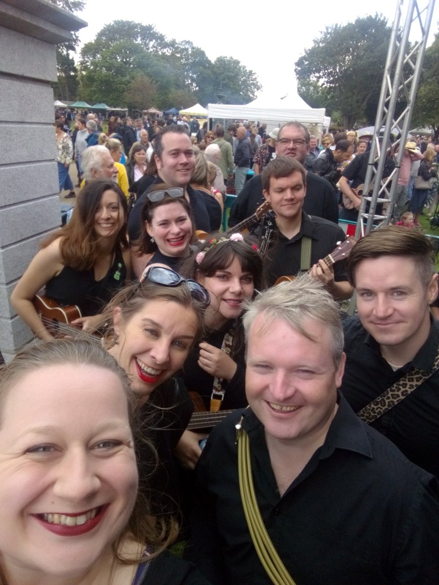 About to go on stage <a href="/Ukuhooley/">Ukulele Hooley</a> 2019. It's our favourite gig to play, at our favourite festival! Here we go!!!! 😍
