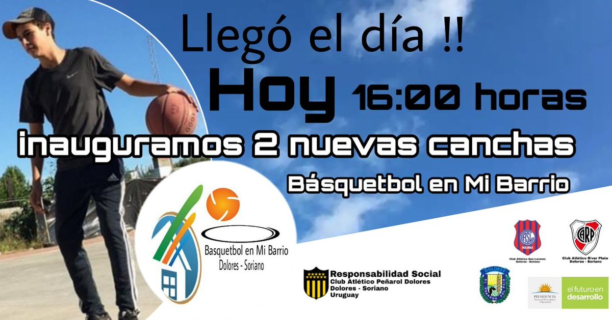 Hoy inauguramos 🏀🏀 !!!!
Inauguramos 2 nuevas Canchas .

Hora 16:00
Complejo Deportivo Ing Carlos A Magnone
Dolores - Soriano.

Vení y disfruta !!
