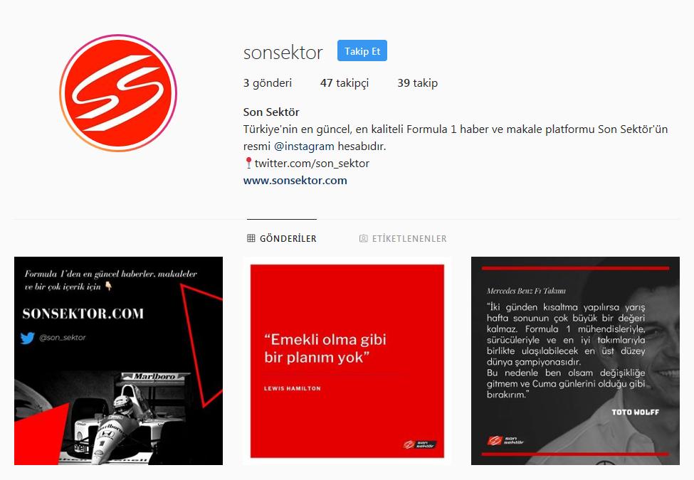 Bu arada @son_sektor'ün Instagram hesabını takip etmenizi öneririm, güzel şeyler geliyor, gelecek: https://www.instagram.com/sonsektor/ #F1