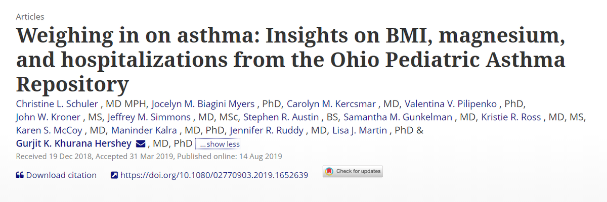 ATS_BSHSR's tweet photo. Weighing in on #asthma: Insights on #BMI, #magnesium, and #hospitalizations from the Ohio #Pediatric #Asthma #Repository. https://t.co/BpexAPxzts https://t.co/vjMYo2EzBE