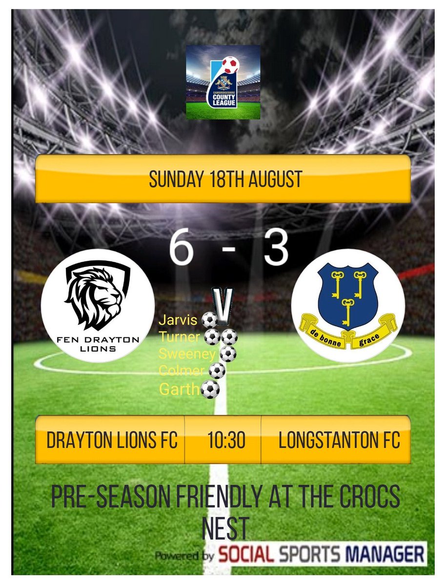 DraytonFc's tweet photo. Good Game for the lions today got the ball down and moving well and came out on top. Thanks to @Longstanton_FC. Good luck for the season. 

🦁🦁 https://t.co/L7saC1Zldi