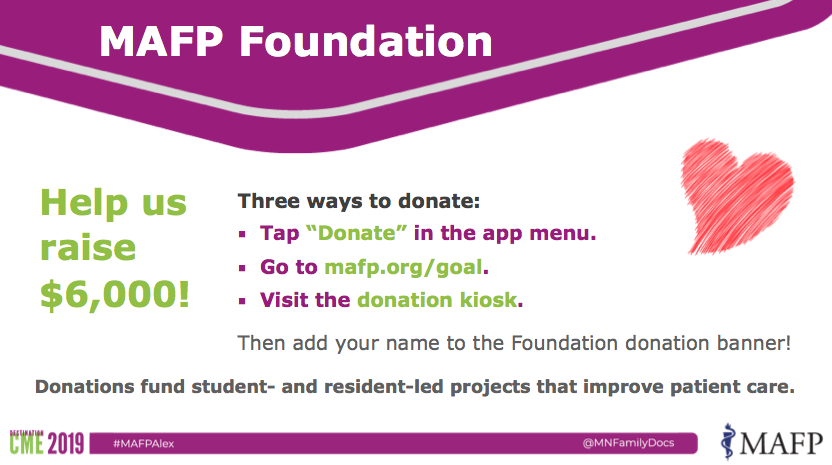 MNFamilyDocs's tweet photo. We need your help, #FMRevolution-aries! We have a goal to raise $6K by the end of the day, today, to support innovation & research by family med residents & med students. Help us keep improving care delivery & outcomes. You with us? Donate: https://t.co/iJsWefok8N. #MAFPAlex https://t.co/Nlx0nFkRD7