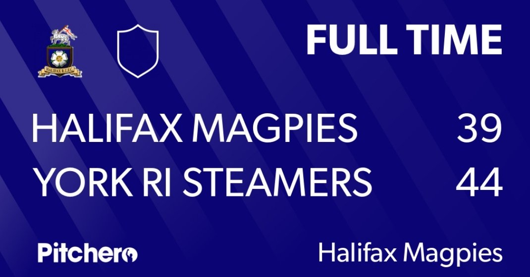 FULL TIME: Halifax Magpies 39 - 44 York RI Steamers After a second half come back filled with tries the Steamers narrowly edge a win over the Magpies. #mixedability #mixedabilityrugby #halifax #oneclub
