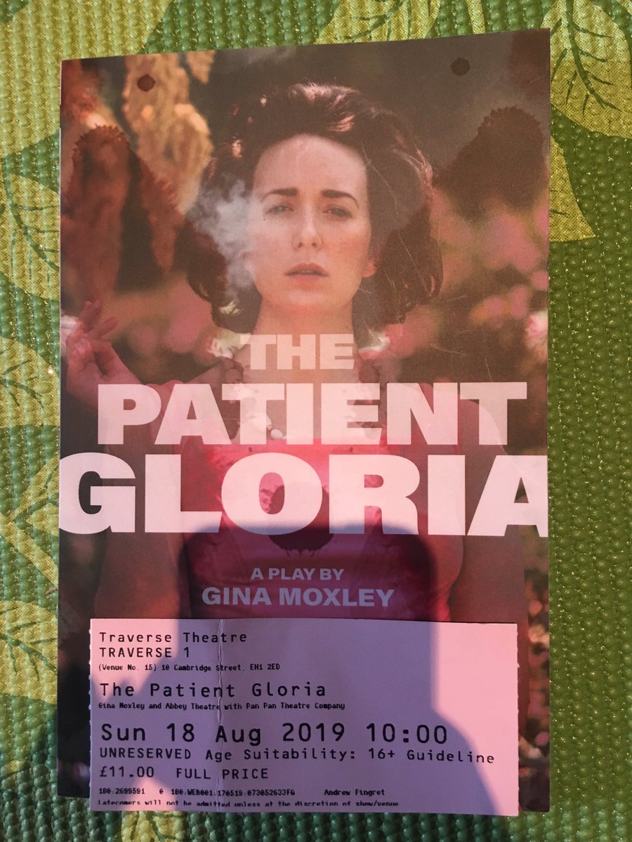 Beautifully broken by ‘The Patient Gloria’ at <a href="/traversetheatre/">Traverse Theatre</a>. One of the best pieces of theatre I have ever seen. Deeply moving, funny, important and incredibly written, performed and directed. Had to buy the script by <a href="/ginamoxley/">Gina Moxley</a>. Highly recommend.