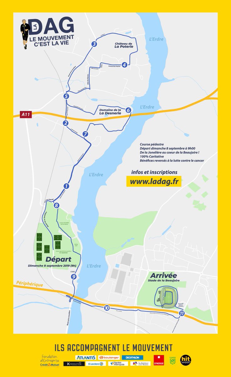 ladag_2026's tweet photo. #LaDAG2019 c’est un tracé unique pour une course à #Nantes🏃‍♂️🎗
De la Jonelière au stade de la Beaujoire découvrez le parcours👇
https://t.co/NC6dQHeOqN https://t.co/Z93WTRwO82