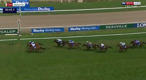 NewmarketTrain's tweet photo. Three runners from #NewmarketTrainers in the G2 Prix de Pomone @#Deauville and they finish 1-2-3 with @edvaughan1 just grabbing the honours with the imposing #DameMallot from a superb effort by @JaneChappleHyam's #LoveSoDeep with @WilliamHaggas #Klassique back in third #Brilliant https://t.co/FAQ3tpwSO2