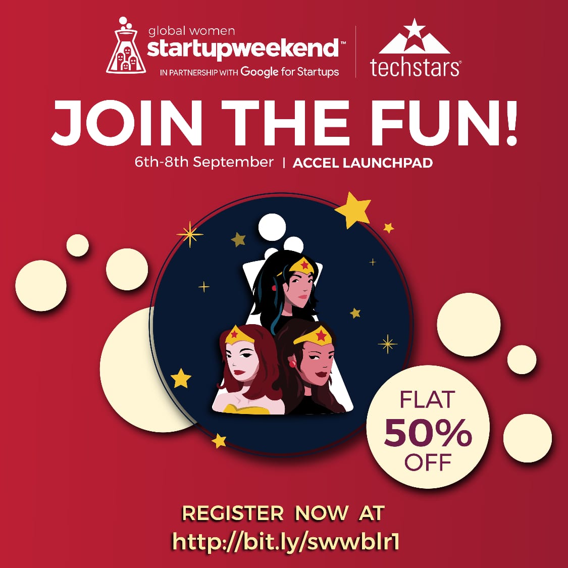 dswblr's tweet photo. Calling out all aspiring women entrepreneurs to attend Global Women Startup Weekend.
Now purchase your ticket for the most exciting startup event in town, at a flat 50% discount from https://t.co/EtVgfk2byM 
54 hours of No Talk, All Action! https://t.co/nidQMZYpr0