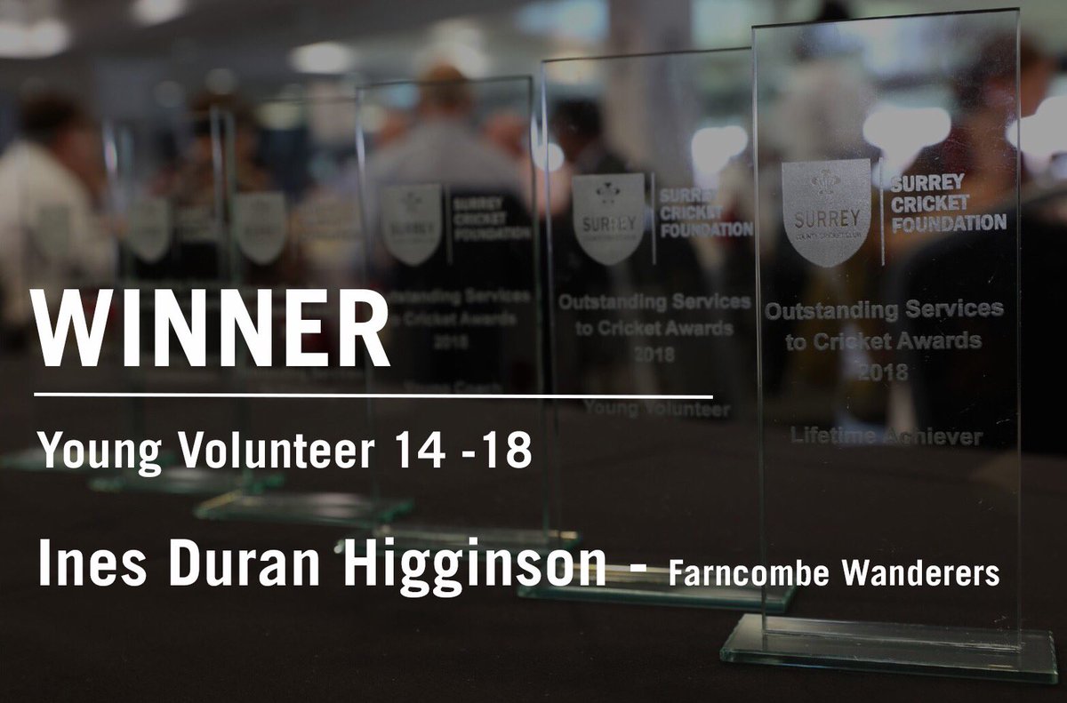 SurreyCricketFd's tweet photo. 🏆 WINNER 🏆

The winner of our Young Volunteer 14-18 award went to Ines Duran Higginson of @Wanderers1947 ...congratulations! 

This award was sponsored by @Pitchero https://t.co/BsxSq3AquP