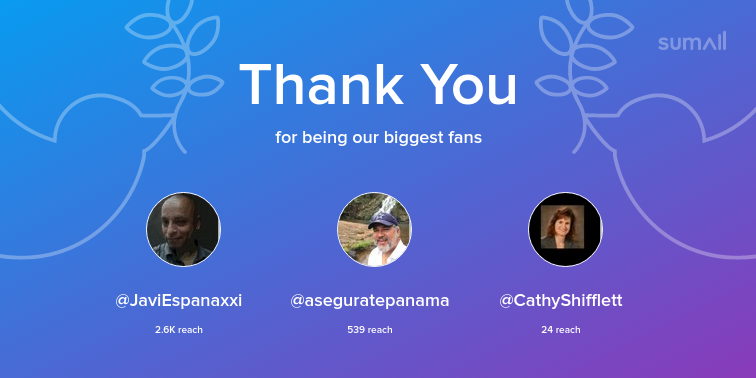 RandyHlavac's tweet photo. Our biggest fans this week: JaviEspanaxxi, aseguratepanama, CathyShifflett. Thank you! via https://t.co/dRDBh5iXyU https://t.co/zyMKpQFUqG
