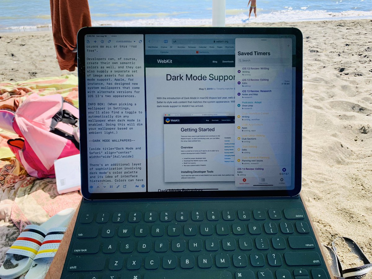 My iOS review editing setup this year. I can't complain – I'm fortunate to call this my job. ☀️ 🏖