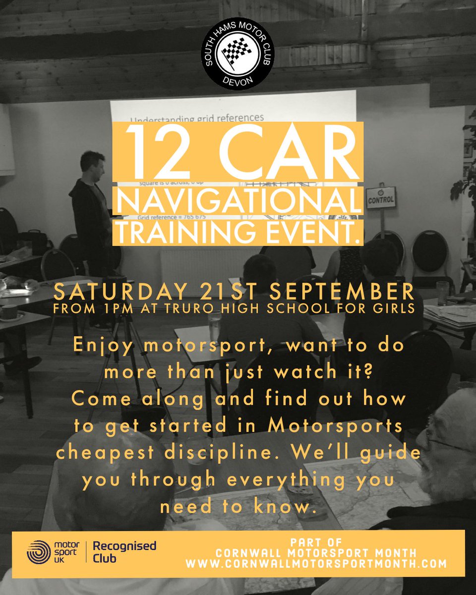 southhamsmc's tweet photo. South Hams Motor Club are please to bring their highly successful navigational Training event to Truro High School for girls. 

This event is free to attend but has limited spaces. This event takes place on Saturday 21st September. From 1pm at Truro High school for girls. https://t.co/2VgrX0DLpw