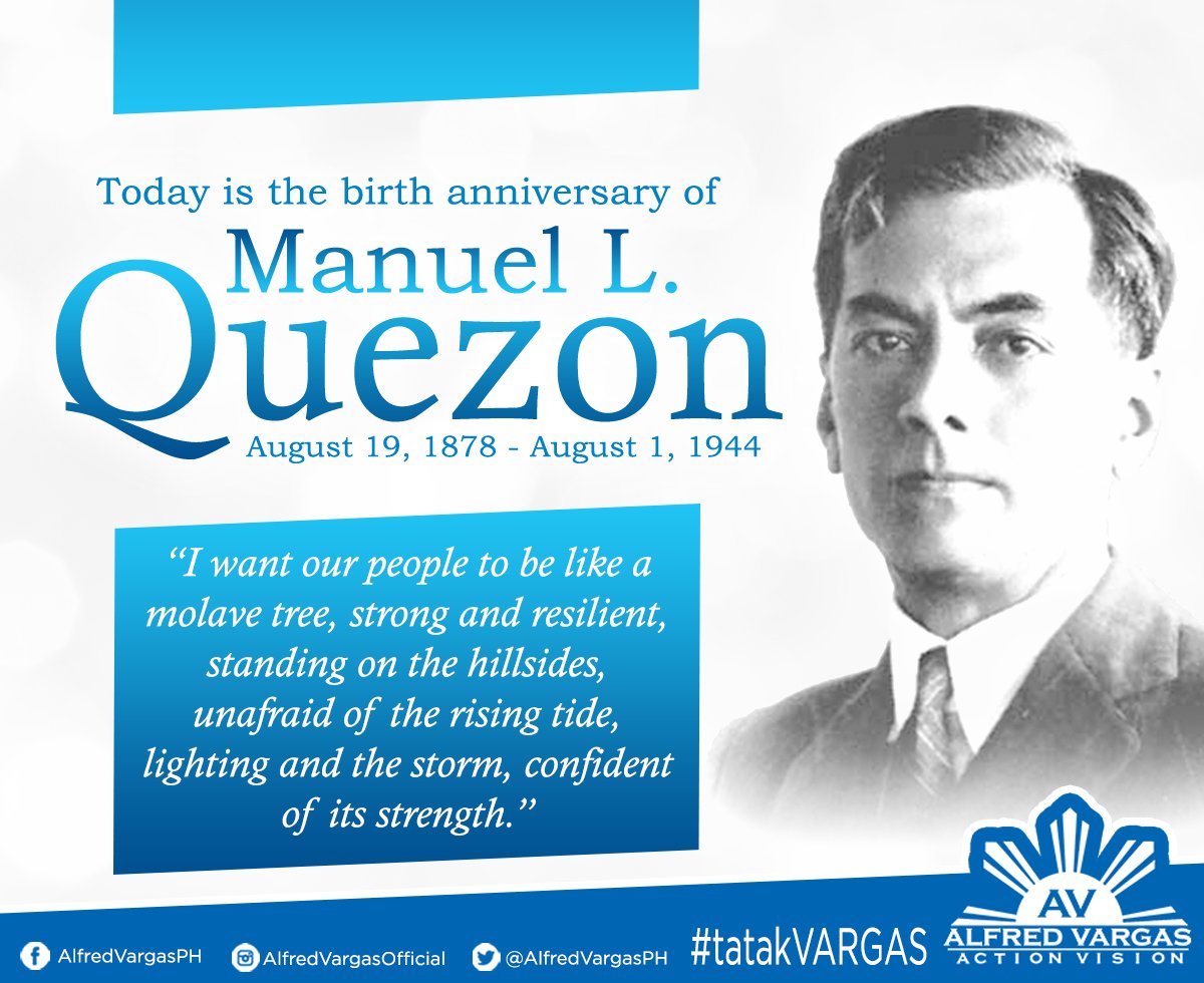 AlfredVargasPH's tweet photo. Ngayong Araw ng Quezon City, ginugunita rin natin ang kapanganakan ng dating Pangulong Manuel L. Quezon, na minsaβy naging simbolo ng katapangan at katatagan ng mga Pilipino.
Isang makabuluhang #QuezonCityDay sa ating lahat! #TatakVargas #QCDay https://t.co/MszzyhXmhb