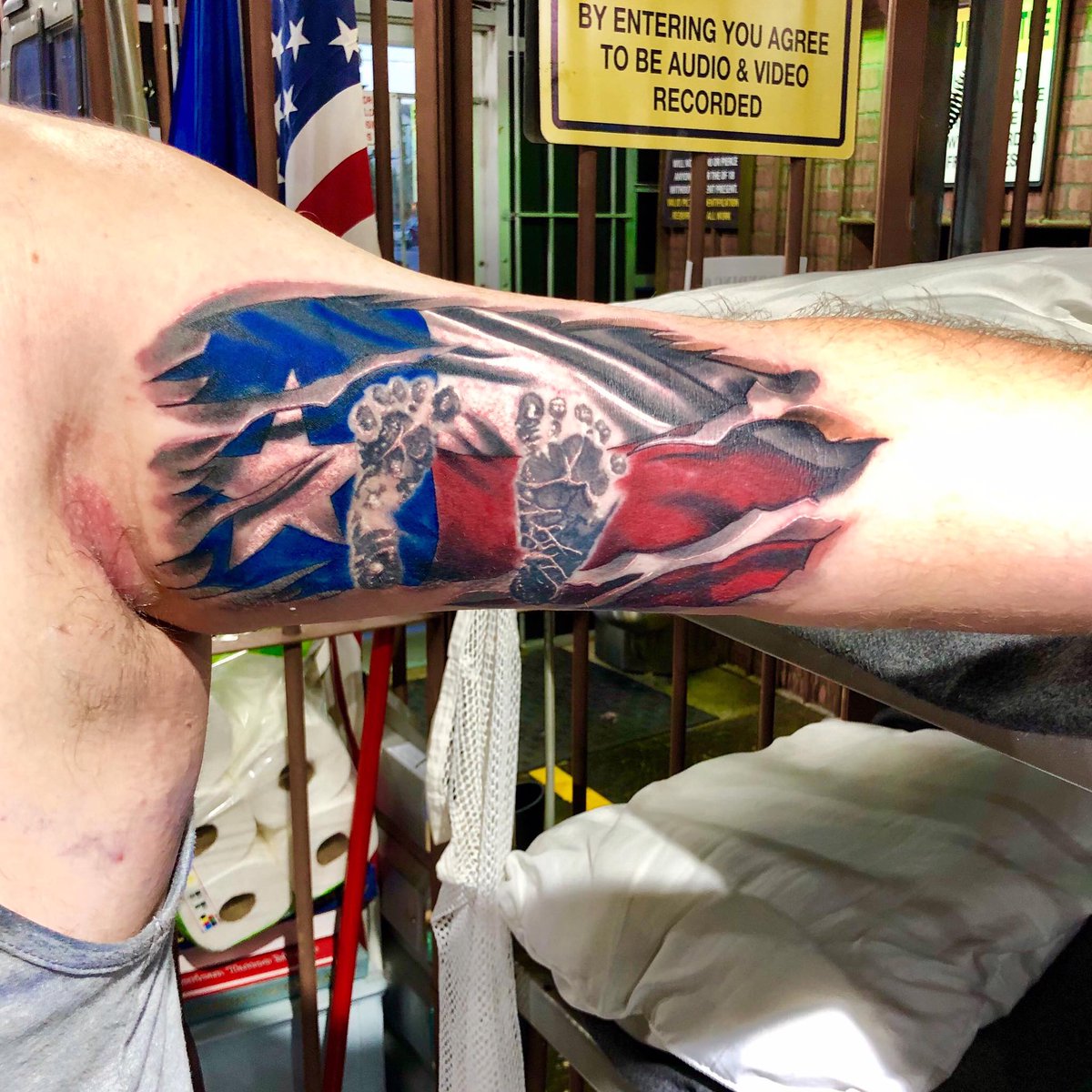 Bk Klev S Prison Break Tattoos On Twitter Cool Texas Flag Added To This First Responder S Baby Foot Prints Love It Supporting First Responders From Across The Country That S Prison Break Tattoos