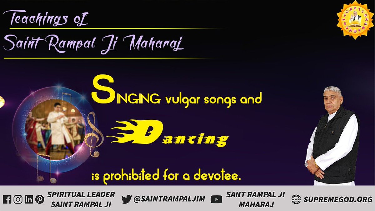 SatlokChannel's tweet photo. One should not dance or sing vulgar songs on any kind of happy
occasion.
#TeachingsOf_SaintRampalJi https://t.co/mAGBFCvsTj