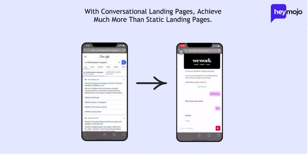 With HeyMojo's conversational landing pages, #engage your prospects in an experience that results in increased conversion rates in comparison to static landing pages. Seems interesting? It is! Get to know all about #conversational landing pages from us.