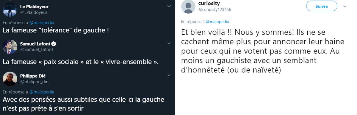 13) "Ce tweet montre bien toute l'intolérance de la gauche"