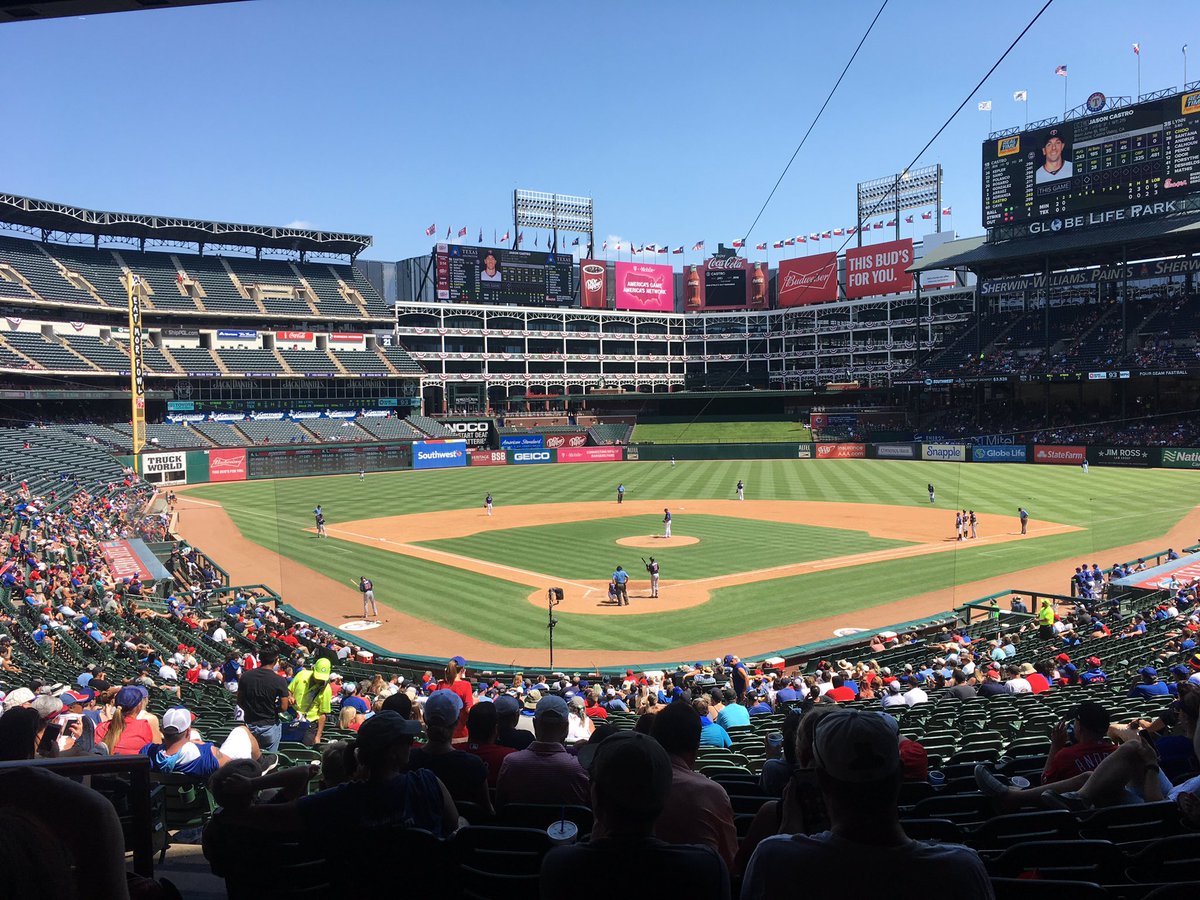 FowlDreams's tweet photo. Take me out to the ballpark... Great seats. Thanks @InwoodBank #TexasRangers https://t.co/uzqQJWN8iZ