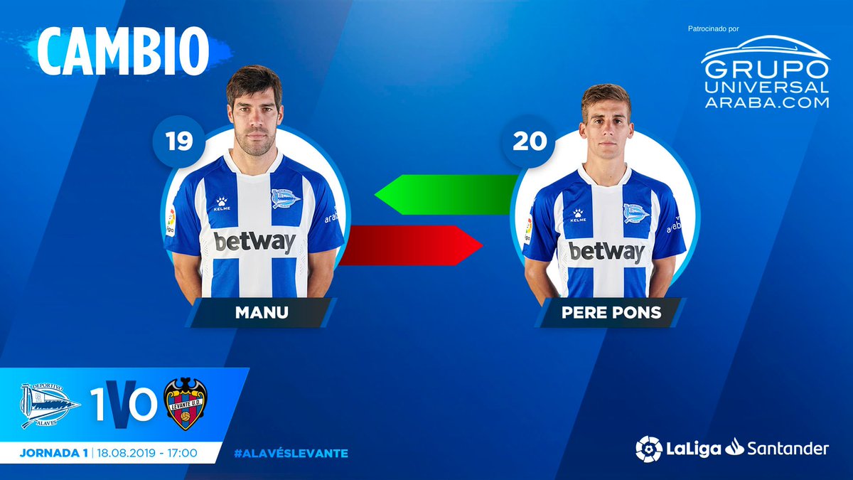 Alaves's tweet photo. 66'⏱️ | 1-0

🔄Primer cambio de Asier Garitano.

#AlavésLevante #GoazenGlorioso 🔵⚪🔵 https://t.co/yf5D93UpOc