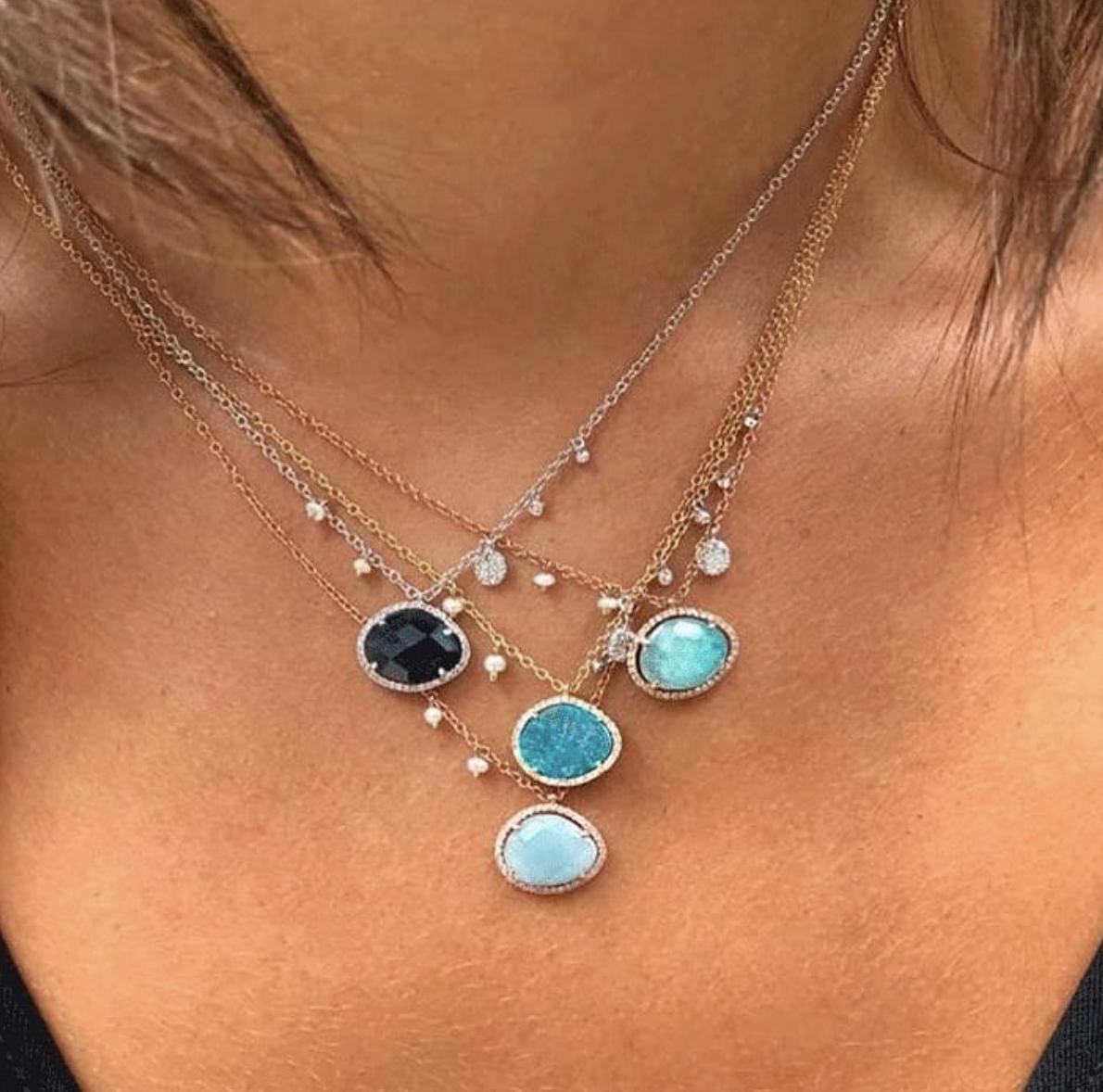 RoyalJewelersMA's tweet photo. Shades of blue ๐ Our all time favorite in blue sapphire, opal, amazonite and milky aqua. #gemstone #roughstone #preciousstone #necklace #bluesapphire #sapphire #opal #blueopal #australianopal #amazonite #birthstone #necklaces #neckstack https://t.co/FDD0Vkgh1k