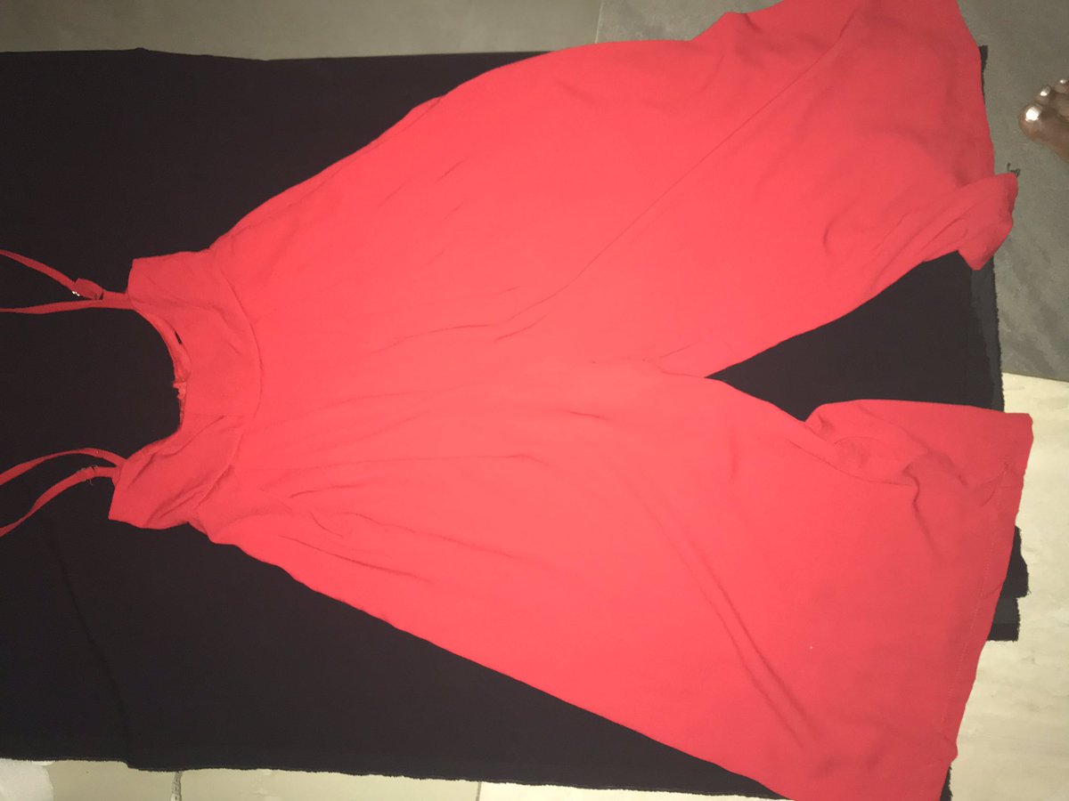 thethrifthanger's tweet photo. Red spaghetti strap culottes jumpsuit 
Size: S
Price:2500 https://t.co/1EIN0CdzGl