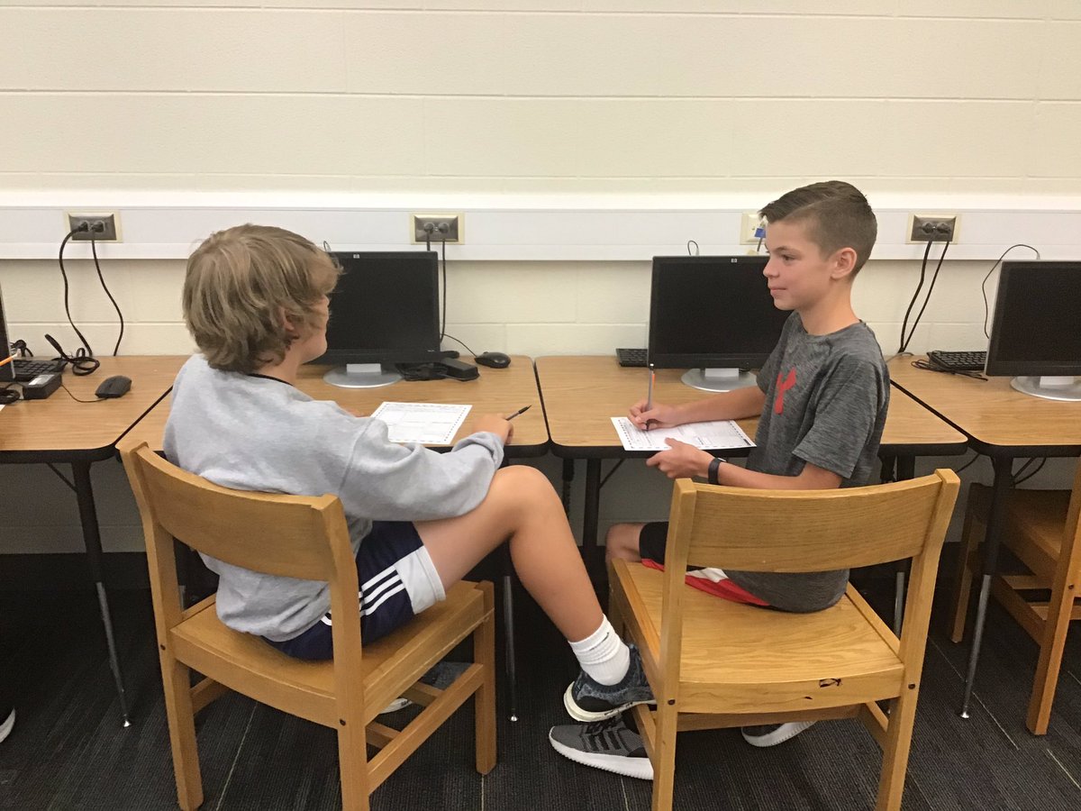 On Friday in Communications, Ss had their first taste of interviewing with a timed-pair-share activity. Students paired up and had 5 minutes each to interview their partner. Ss developed new skills and got to know each other! <a href="/CSTWildcatsMS/">ChisholmTrailMS</a> #BeCST #kagan #Big3 <a href="/olatheschools/">Olathe Public Schools</a>