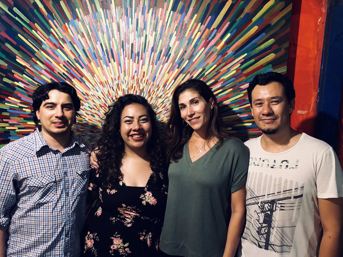 LaPiscuchaMag's tweet photo. Team Piscucha at this past week’s long-standing tradition of Miércoles de Poesía in San Salvador, featuring editors &amp; translators: Herberth Cea (@herberthcea), Janel Pineda (@Pineda_Janel), Alexandra Lytton Regalado, and Efraín Caravantes https://t.co/Z7aAzeMB4O