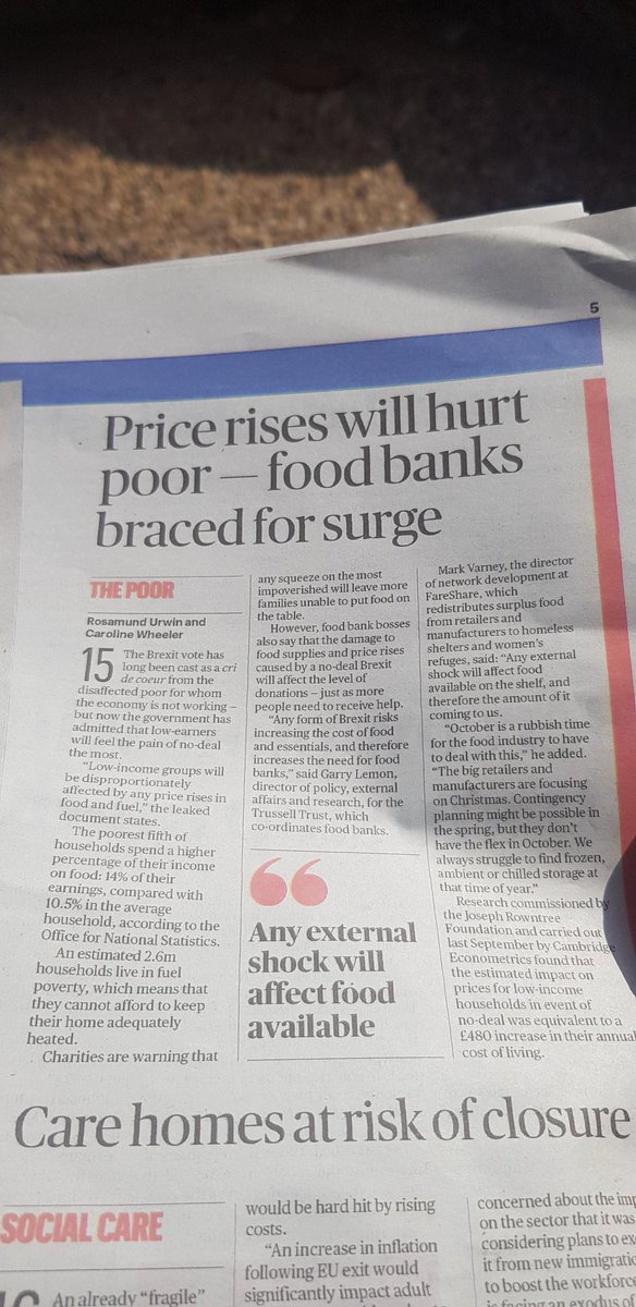TheRealOliver4's tweet photo. Reading the @thesundaytimes reporting of No Deal preparations. Are there any upsides to Brexit at all? We will be poorer, more divided, less influential. What's the upside? #brexit #BrexitOpportunities are there any good things? https://t.co/4X7utzJaxW