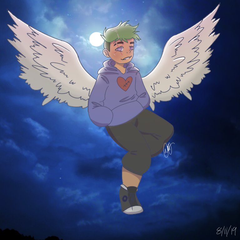 Shadow_Yoru's tweet image. One amazing girl drew me an oc and I told her to give me septic green hair. She did amazing!