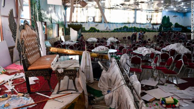 cnnbrk's tweet photo. ISIS claims responsibility for the suicide bomb attack at a wedding in Kabul, Afghanistan, that left 63 people dead, an Afghan Interior Ministry spokesman says https://t.co/EaSxrwO3de https://t.co/JAx7e3sDXg