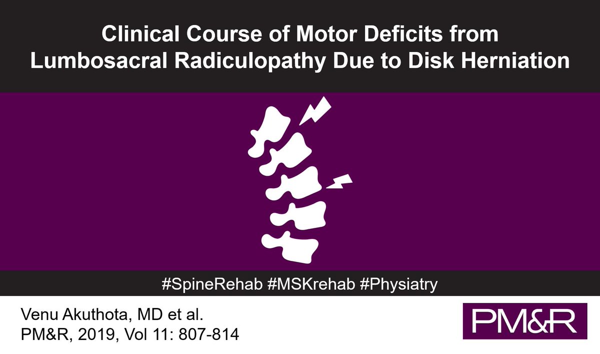 PMRJournal's tweet photo. Clinical Course of Motor Deficits from Lumbosacral #Radiculopathy Due to #DiskHerniation - https://t.co/LBhmIgyuXs
Featuring @CUPhysMed author @VenuAkuthotaMD & @MossRehab author Christopher T. Plastaras MD
#Physiatry #SpineRehab #MSKrehab https://t.co/MwM9RvARWA