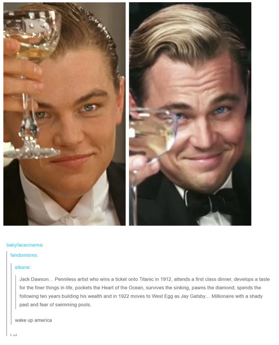 Jack survived and changed his name to Gatsby #FakeTitanicFacts