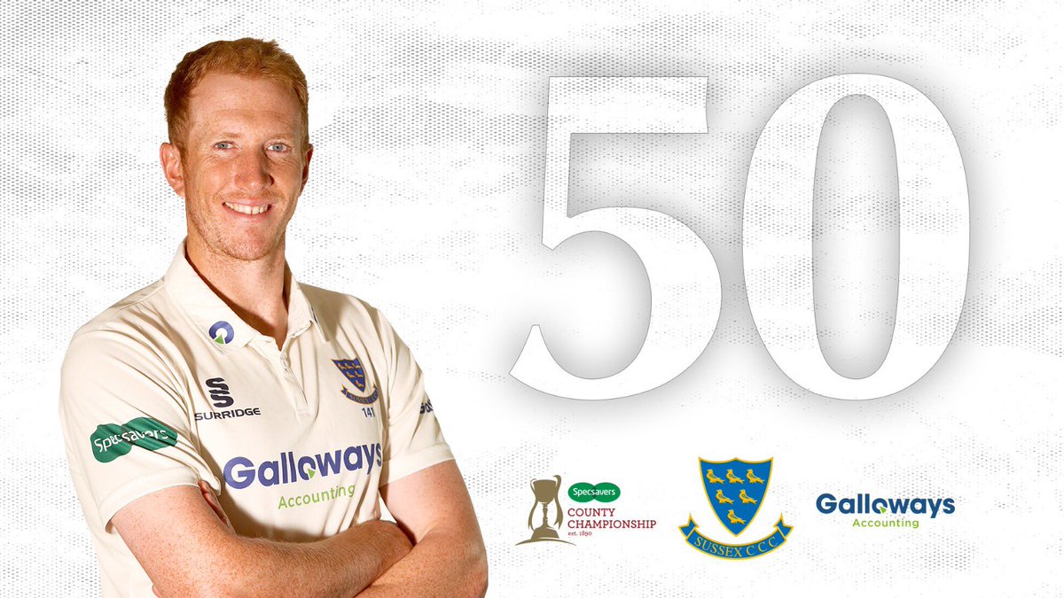 SussexCCC's tweet photo. Fifty for @luke_wells07 👏
He brings it up with a lovely cover drive that races across the long shadows on the outfield #gosbts https://t.co/wDuMGhcqho